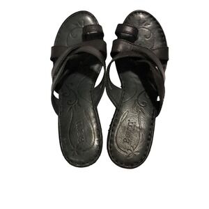 Born Kapri‎ Women's Sandals Sz 9 Black Heel Leather Strappy Toe